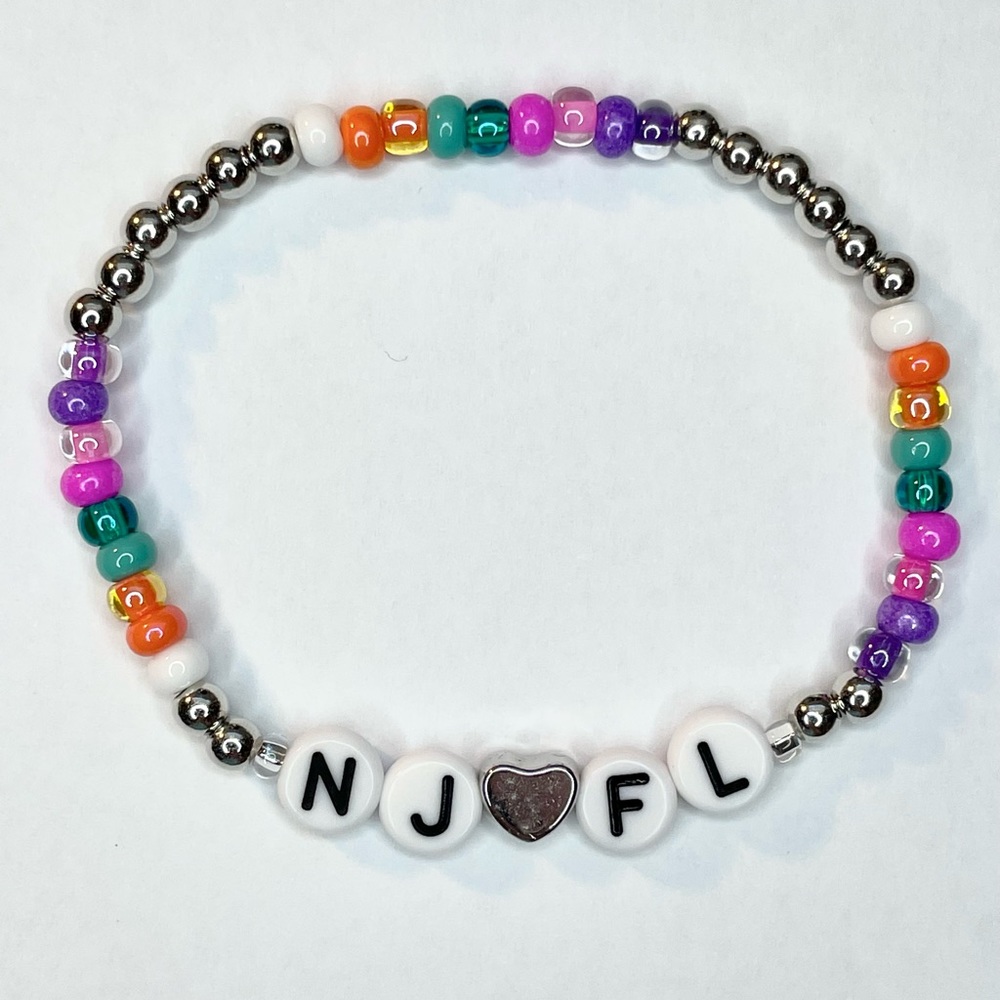 NJ FL Bracelet New Jersey Love Florida Beaded Stretchy Location Home Jewelry